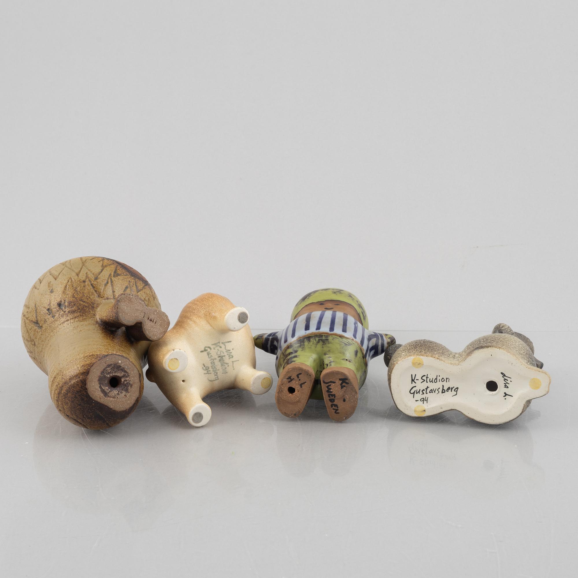 Lisa Larson, a set of four stoneware figurines, Gustavsberg and K-Studion.