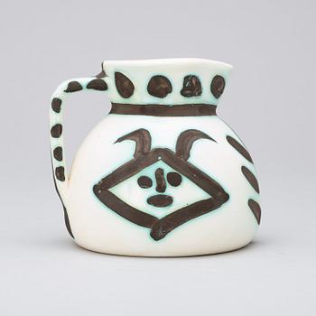 A Pablo Picasso 'Têtes' pitcher, Madoura, Vallauris, France 1956.
