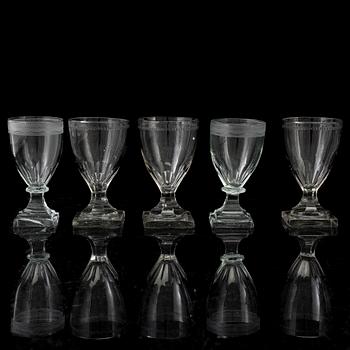 Ten 19th Century wine glasses.