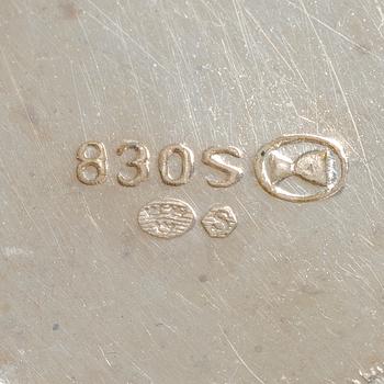 Coasters, a pair, silver, Birmingham, England, and shakers, a pair, silver, Norway.