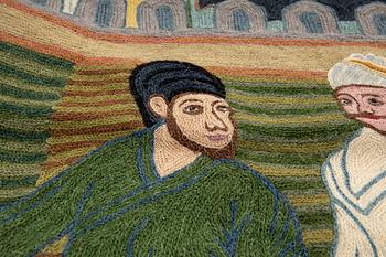 Vävnad Gulam Mohidin Indien 1900-tal broderad ca 193x146 cm.