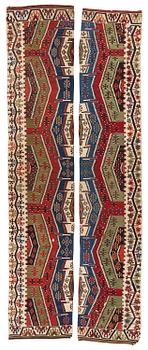 365. Antique central Anatolian kilim, two pieces, c. 447 x 173 cm, first half of the 19th century.