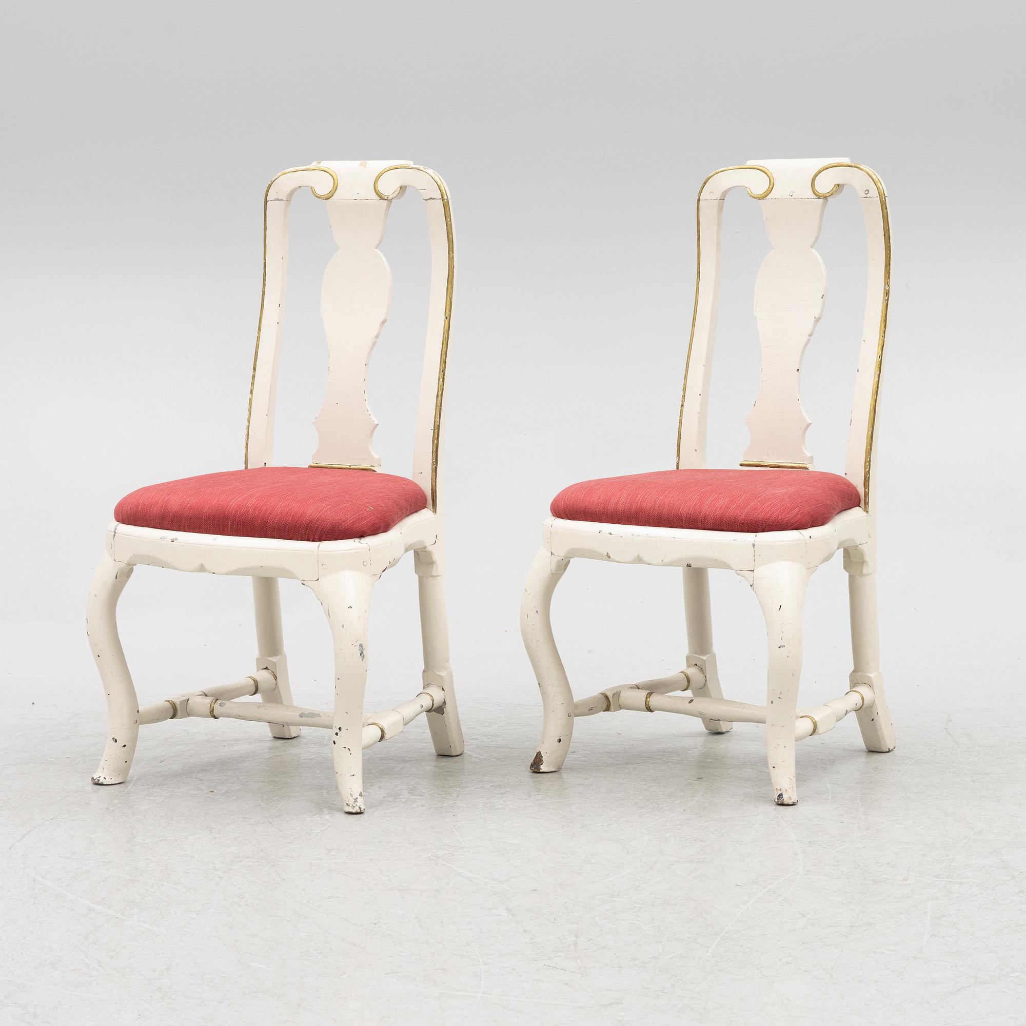 A pair of late Baroque chairs, mid 18th Century.