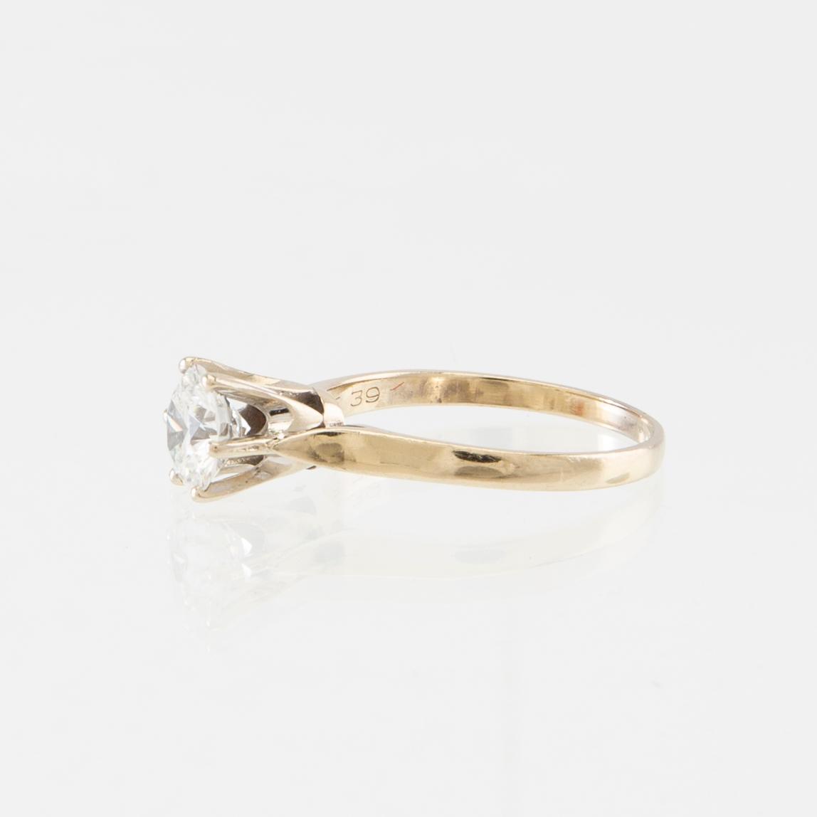 Solitaire ring 14K white gold with a diamond approx. 1.23 ct.