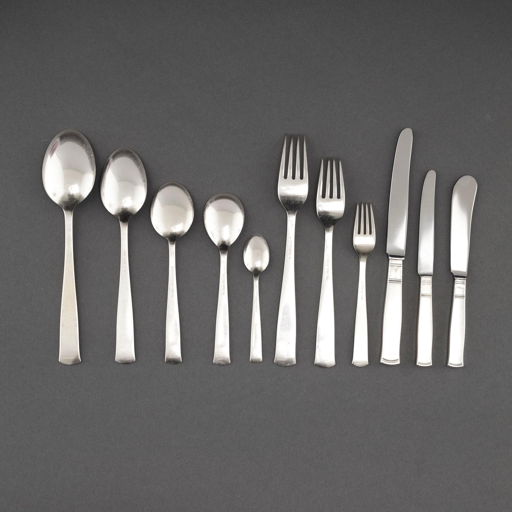 110 pieces of silver cutlery from GAB in Eskilstuna/Stockholm, model "Rosenholm", 1950s- 21th century.