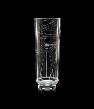 840. An Edward Hald engraved glass vase, Orrefors 1978.