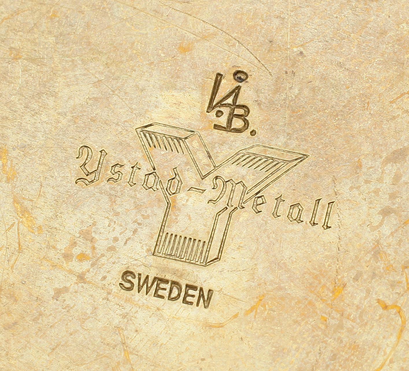 LJUSSTAKAR, 5 st, mässing, "Liljan", Ivar Ålenius Björk för Ystad-Metall, 1900-tal.