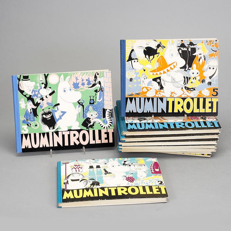 BÖCKER, 11 st, "Mumintrollet" serieform, Tove Jansson & Lars Jansson, ej komplett mellan 1957-1971.