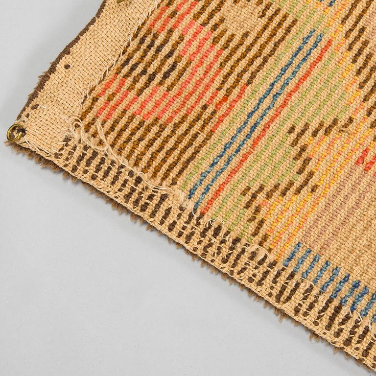 Toini Muona, a Finnish long pile Ryijy Rug for Neovius. Circa 75 x 70 cm.