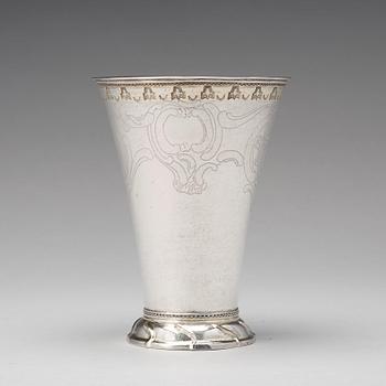 A Swedish 18th century parcel-gilt silver beaker, marks of Daniel Lundström, Stockholm 1767.