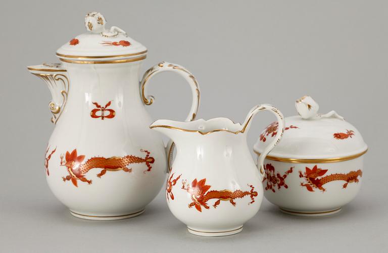 KAFFESERVIS, 3 delar, porslin, Meissen. 1900-tal.