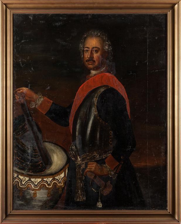 OKÄND KONSTNÄR, olja på dubblerad duk, 1700-tal.