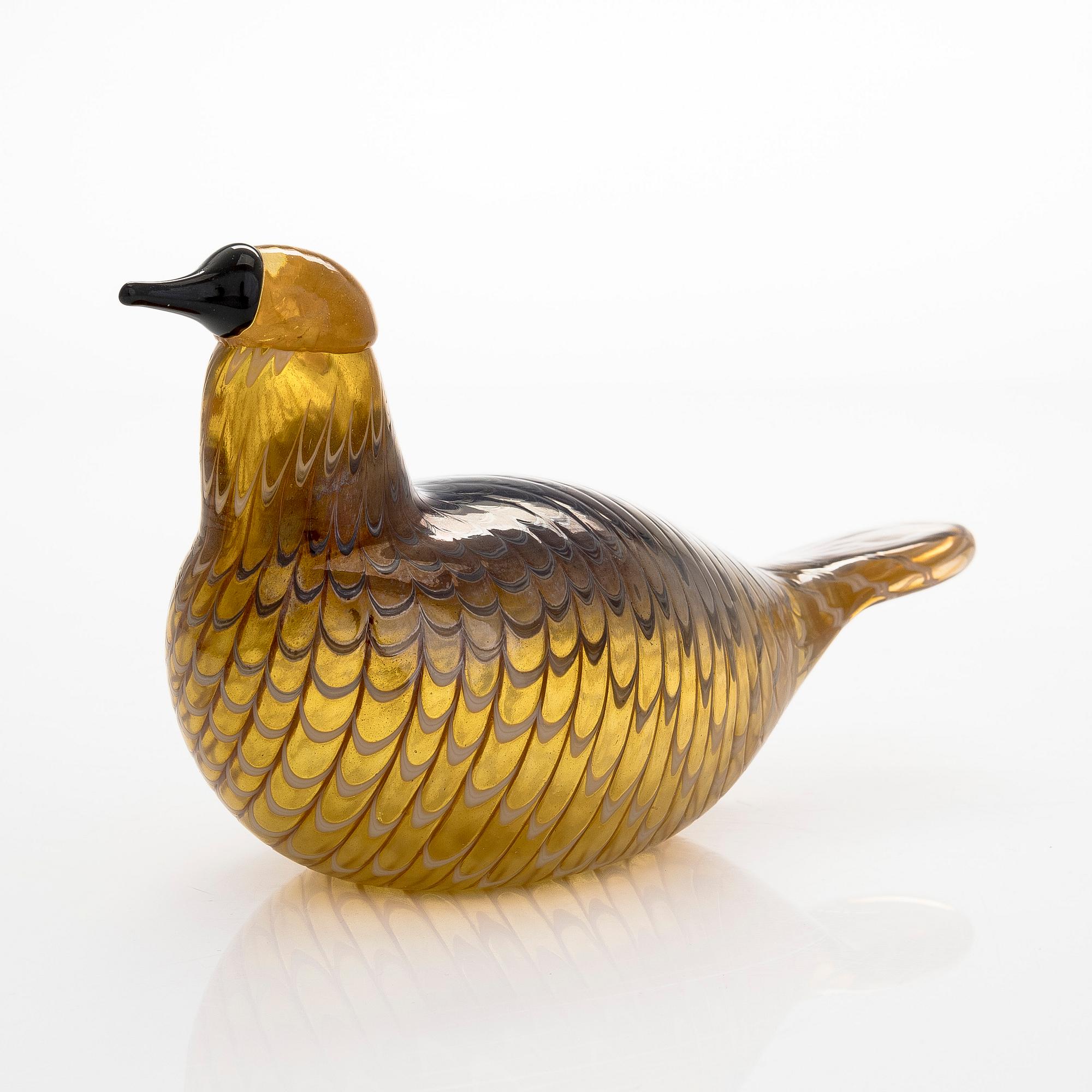 イッタラ/ヌータヤルヴィ　バード　Karelian Golden Cuckoo Oiva Toikka, a 'Karelian Golden Cuckoo' glass bird, signed O