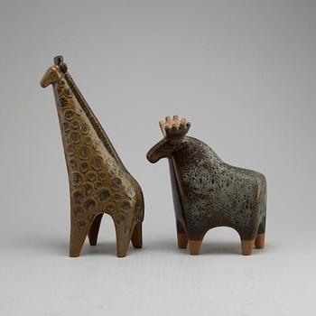 LISA LARSON, two 'Stora Zoo' stoneware figurines from Gustavsberg, 1958-79.