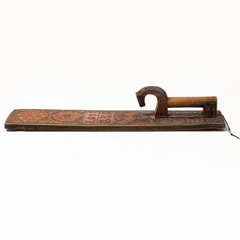 A painted wooden mangle board, Southern Sweden, dated 1807.