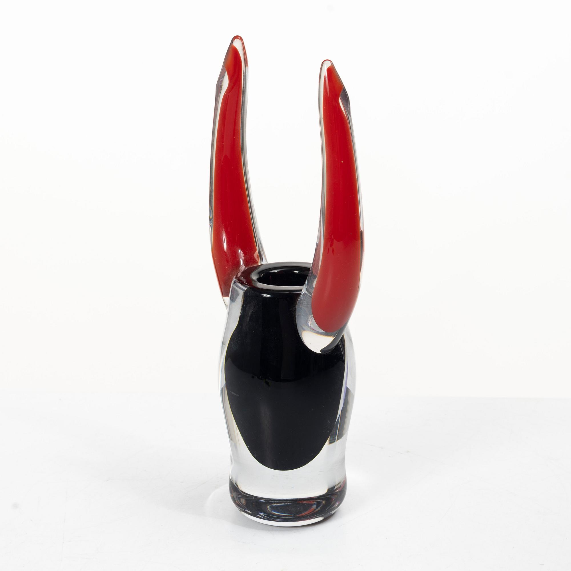 Erik Höglund, skulptur/vas, glas, Studioglas Strömbergshyttan 1996, ed 60/250.