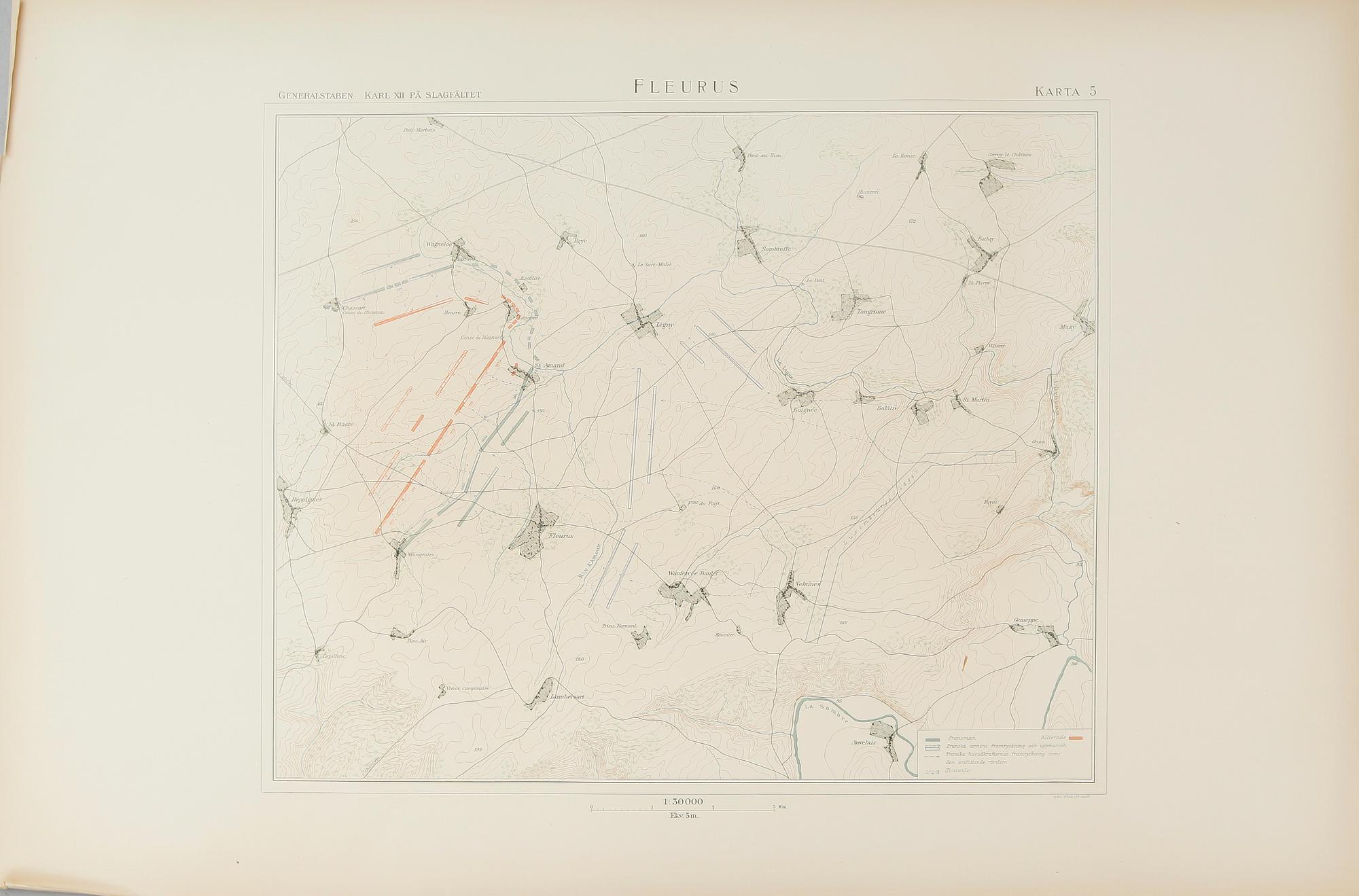 BÖCKER, 4 volymer SAMT KARTVERK, Karl XII på Slagfältet, Generalstaben, PA Norstedts & Söner, Stockholm 1919.