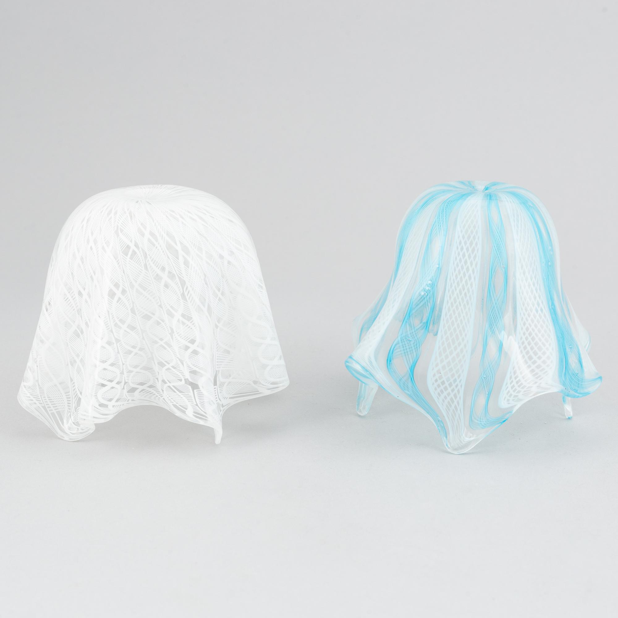 Paolo Venini & Fulvio Bianconi,  two 'Fazzoletto' glass vases, Venini, Murano, Italy.