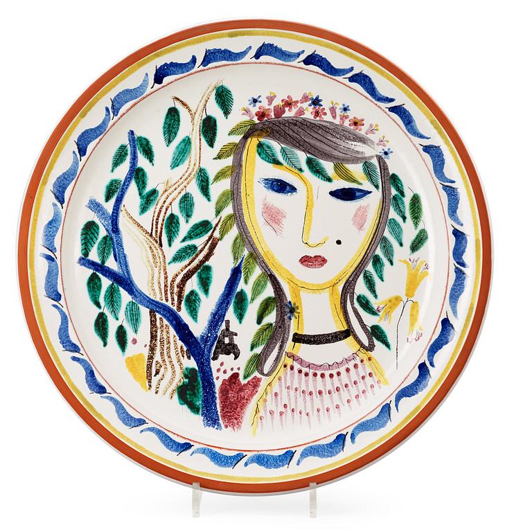 A Stig Lindberg faience dish, Gustavsberg Studio 1940's-50's.