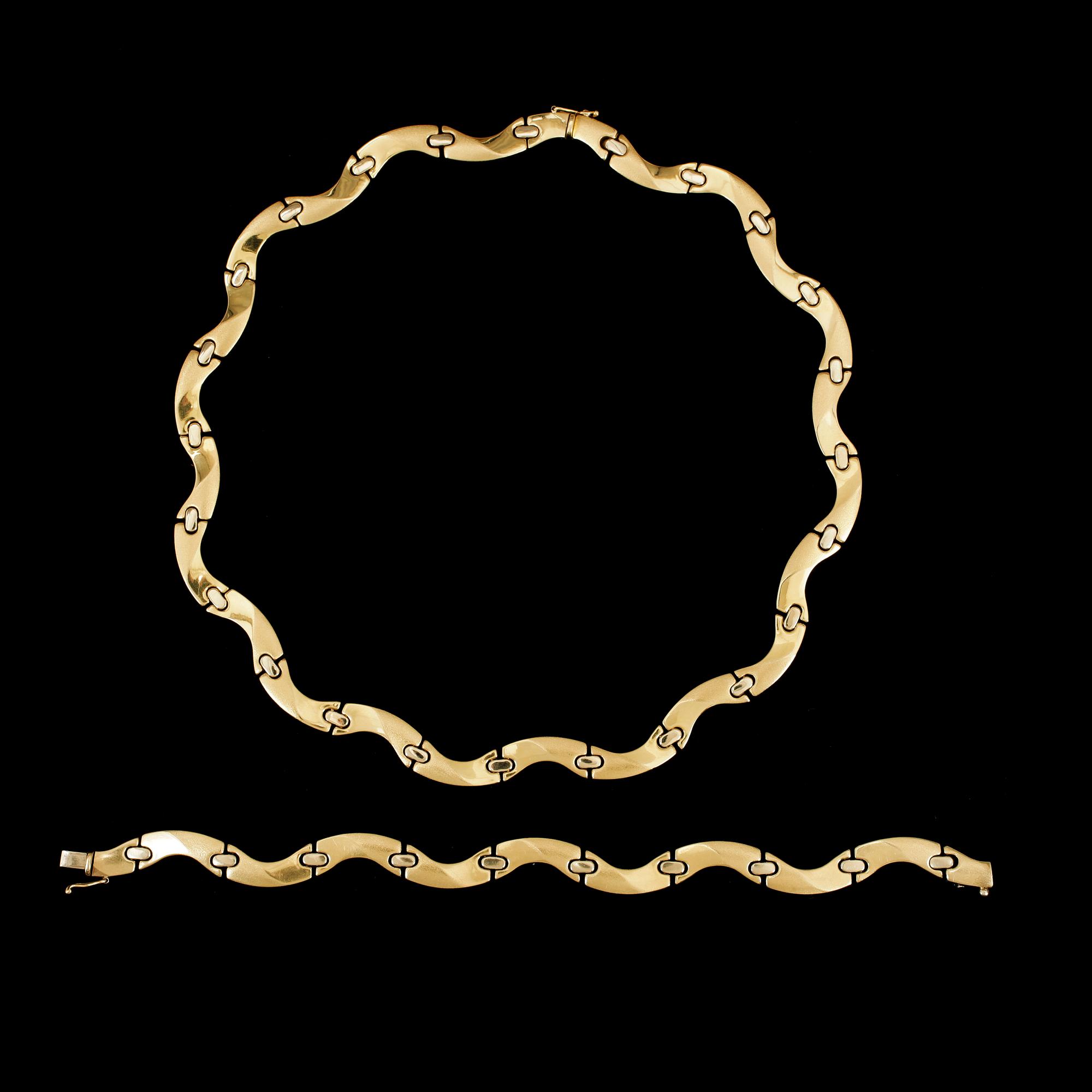 COLLIER samt ARMBAND, 18k guld, Cenzi Nazzareno, Italien, 1900-talets andra hälft. Vikt ca 52g.