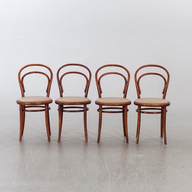 A SE OF FOUR BENTWOOD LIGNA CHAIRS FROM CZECHOSLOVAKIA.
