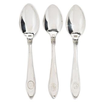 Nineteen spoons, 'Skytte' model, MGAB, GAB and C.G. Hallberg, 1950's/60's.