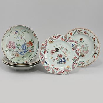 TALLRIKAR, 6 st, porslin Kina, 1700-tal.