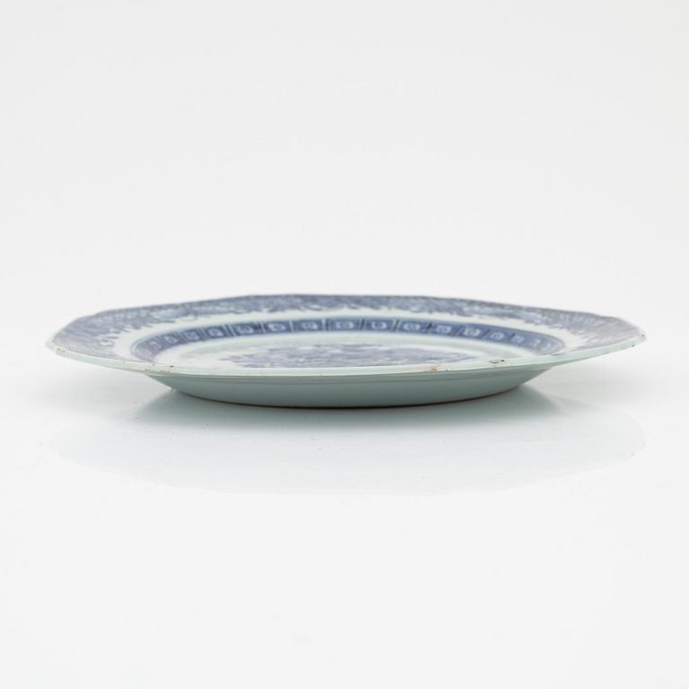 A set of six blue and white dishes, Qing dynasty, late 18th Century.