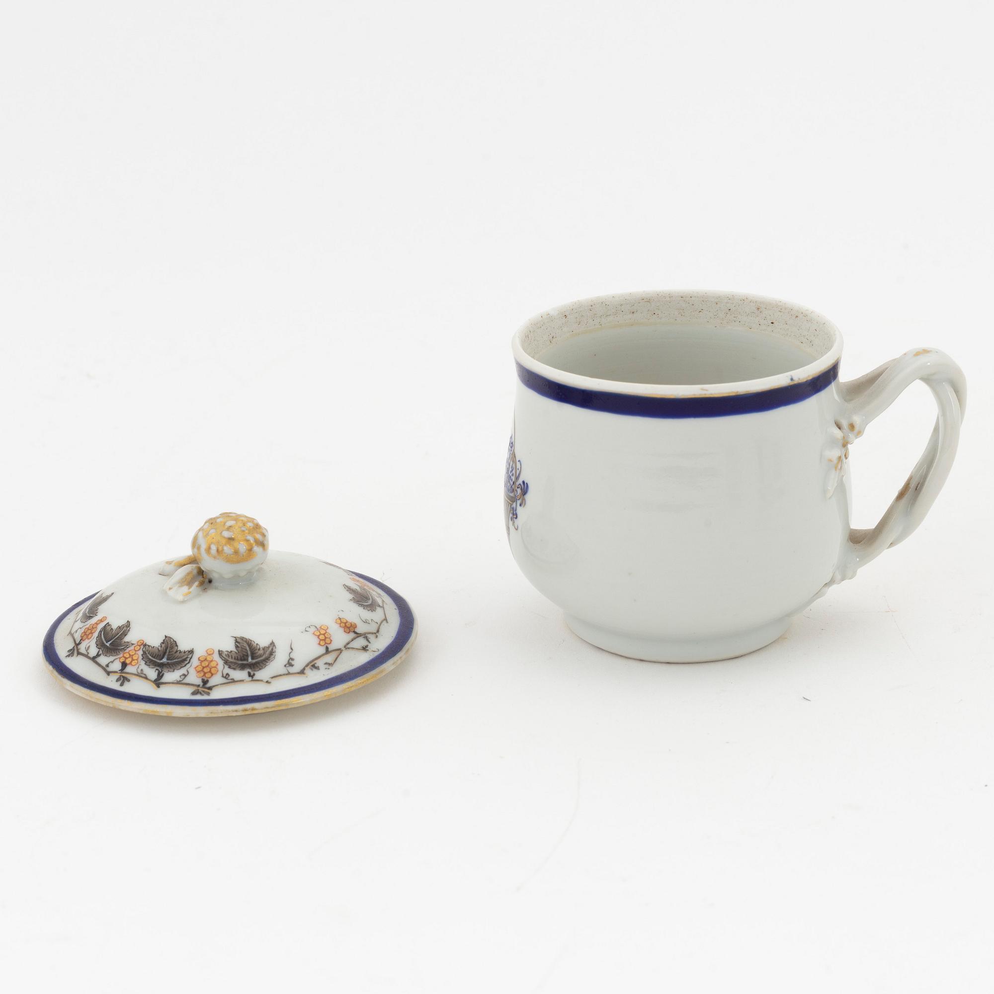 Cremekoppar, tio stycken, kompaniporslin, Kina, Qingdynastin, Qianlong (1736-95).