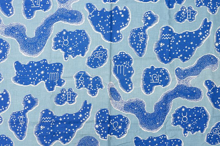 Josef Frank, gardiner, ett par, "Zodiaken", samt metervara, Firma Svenskt Tenn.