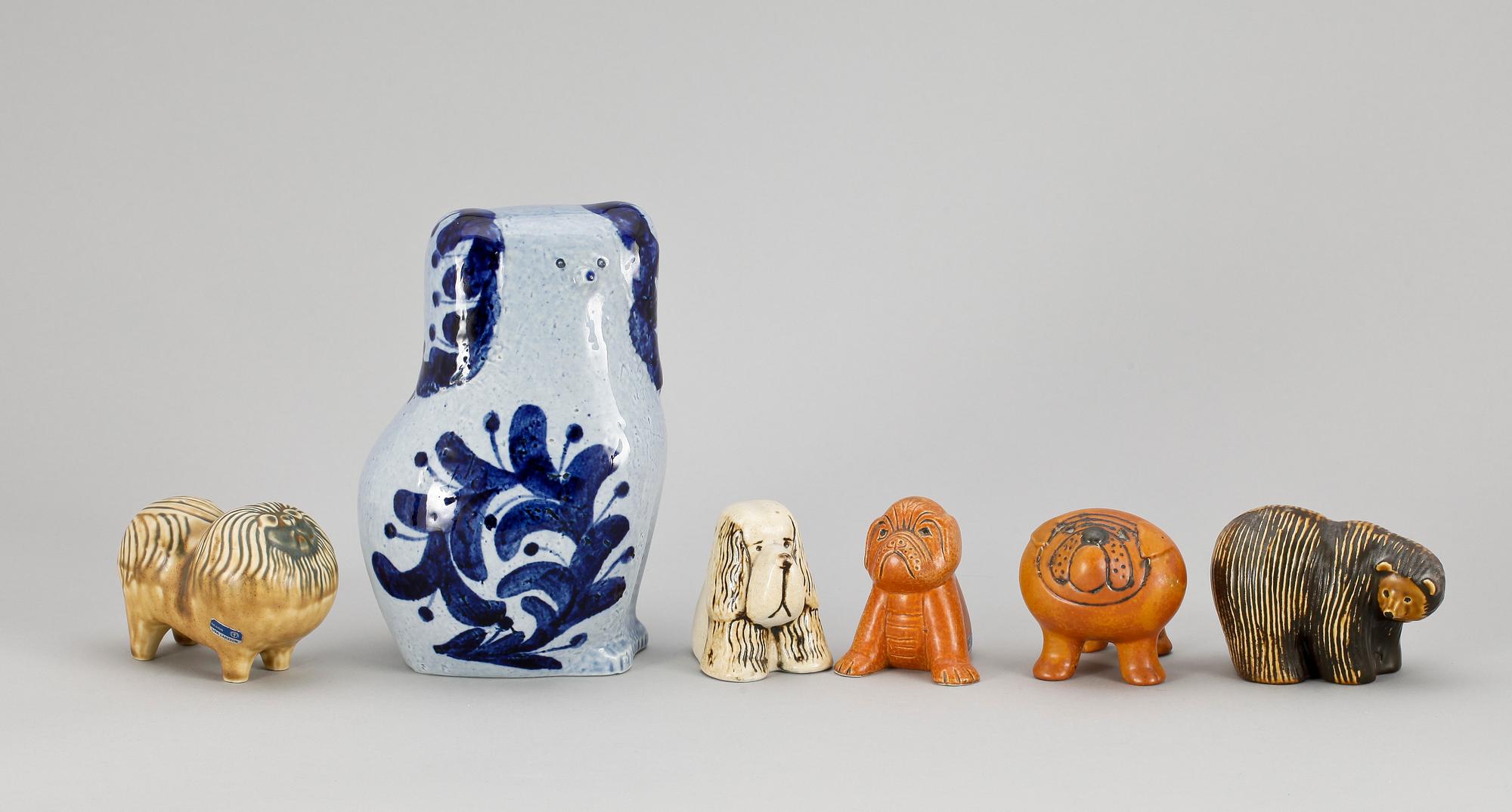 FIGURINER, 6 st, stengods, Lisa Larson, Gustavsberg.