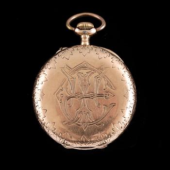 DAMFICKUR, Longines 14 K guld, 1900-talets början. I ask.