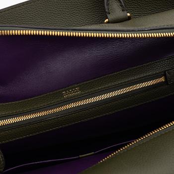 Bally, a green leather handbag.