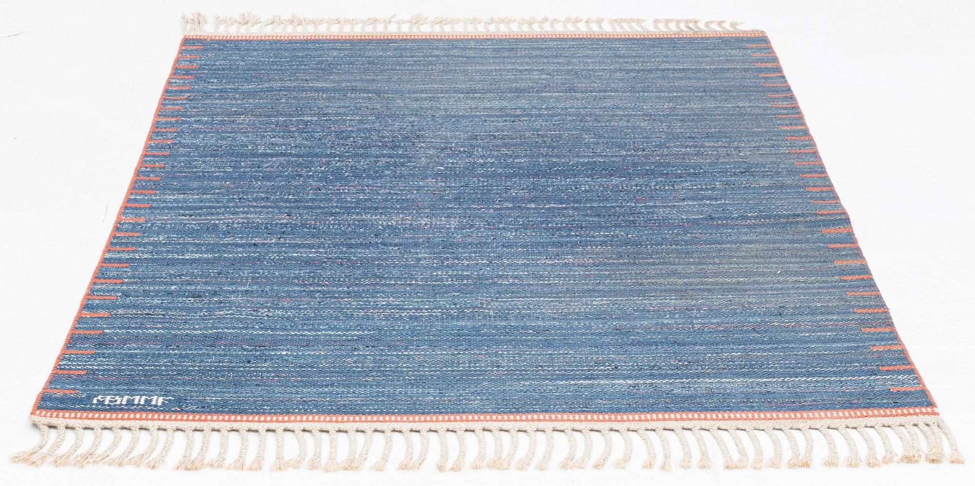Märta Måås-Fjetterström, a rug, "T.matta, blå". Rag rug, flat weave, 193 x 147 cm. Signed AB MMF.