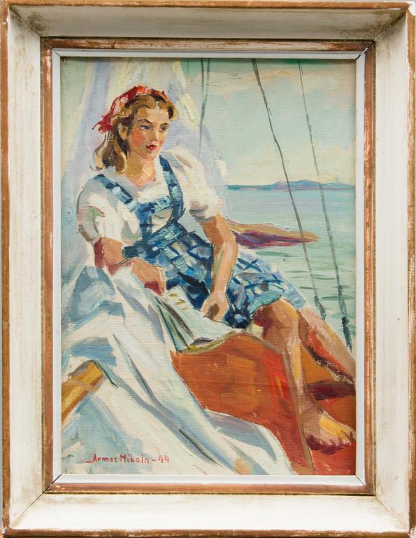 ARMAS MIKOLA, olja på duk, uppfodrad på skiva, signerad och daterad -44.