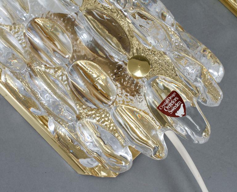 VÄGGLAMPOR, ett par, Carl Fagerlund, Orrefors, 1900-talets andra hälft.