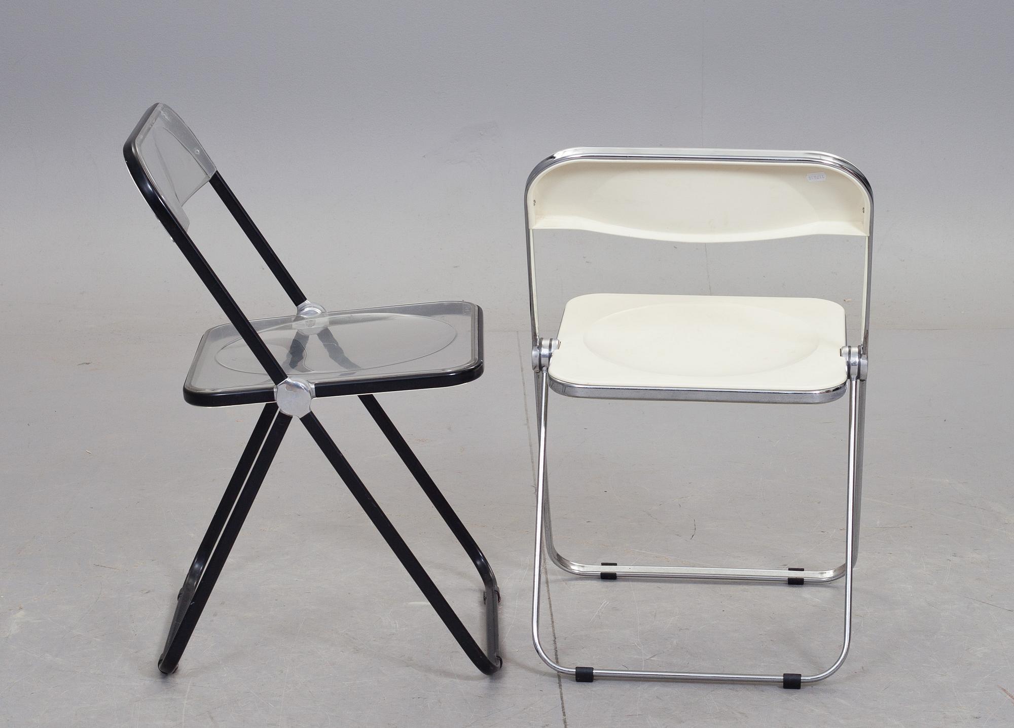 FÄLLSTOLAR, 3 + 3 st. "Plia", Giancarlo Piretti för Castelli, Italien, 1960/70-tal.