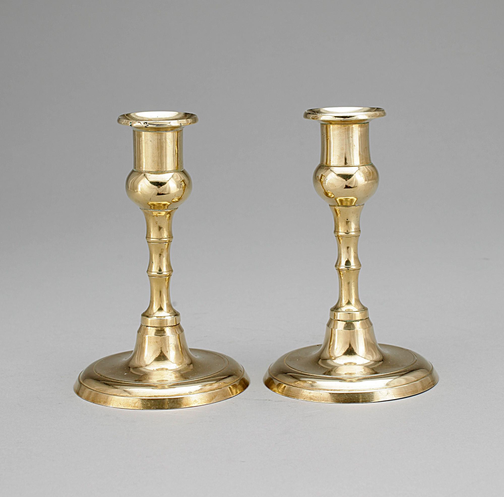 LJUSSTAKAR, 6 st, mässing, 1800/1900-tal.