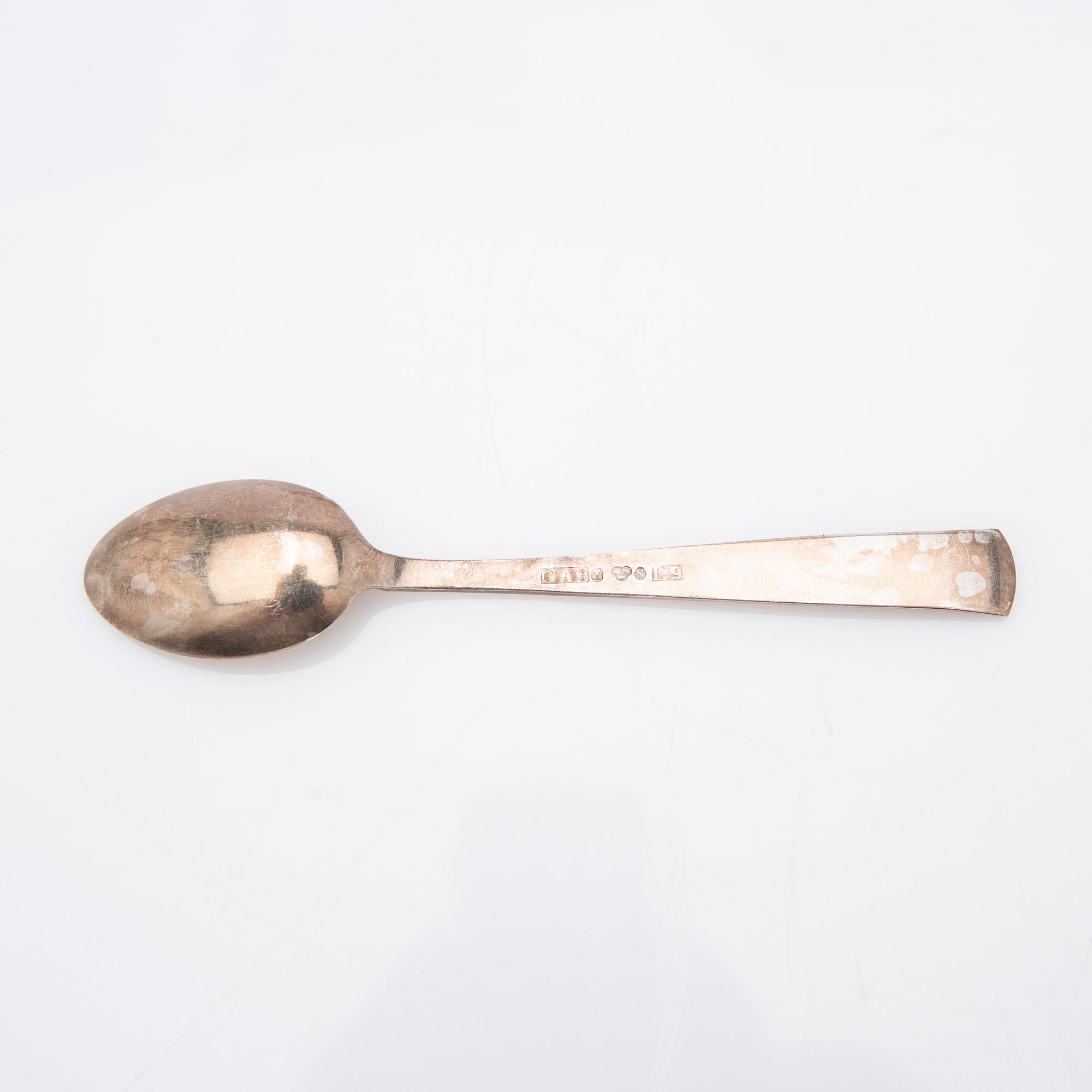 Jacob Ängman, Skedar, silver, 12 st, Rosenholm, GAB, Stockholm, 1960-1963.