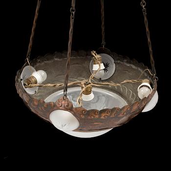 A turn of the century, copper, Jugendstil, ceiling light from ca 1900.