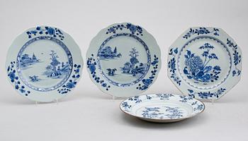 TALLRIKAR, 4 st (2+1+1), porslin, Kina, Qianlong 1736-1795.