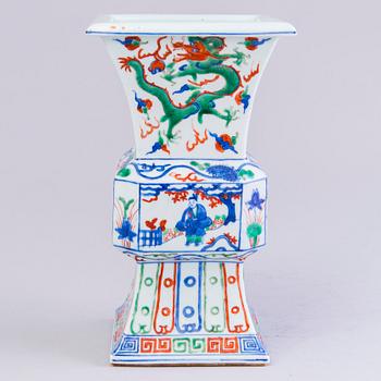 VASE, porcelain, China late 19th century, with Wanli six character mark.