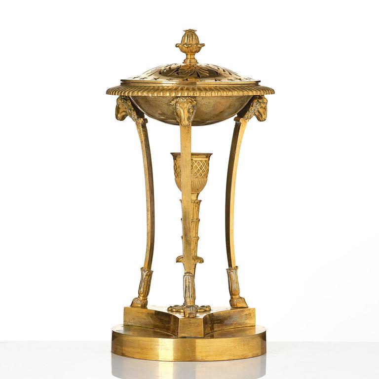A French Empire ormolu brûle-parfum, early 19th century.