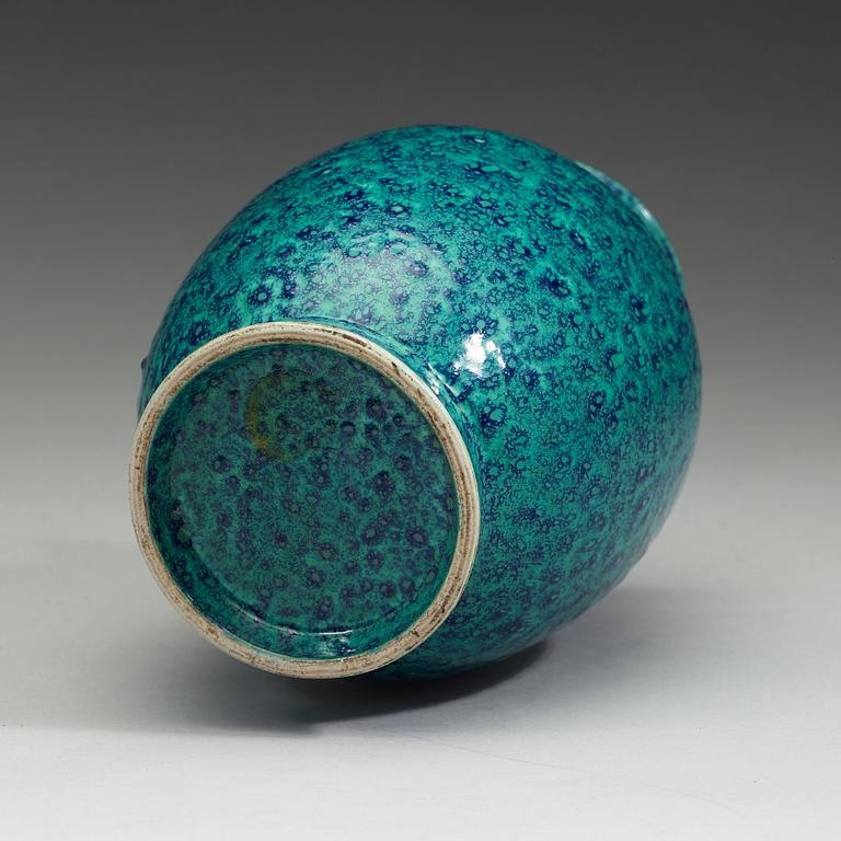 A robin's egg glazed vase, Qing dynasty, late 19th century.