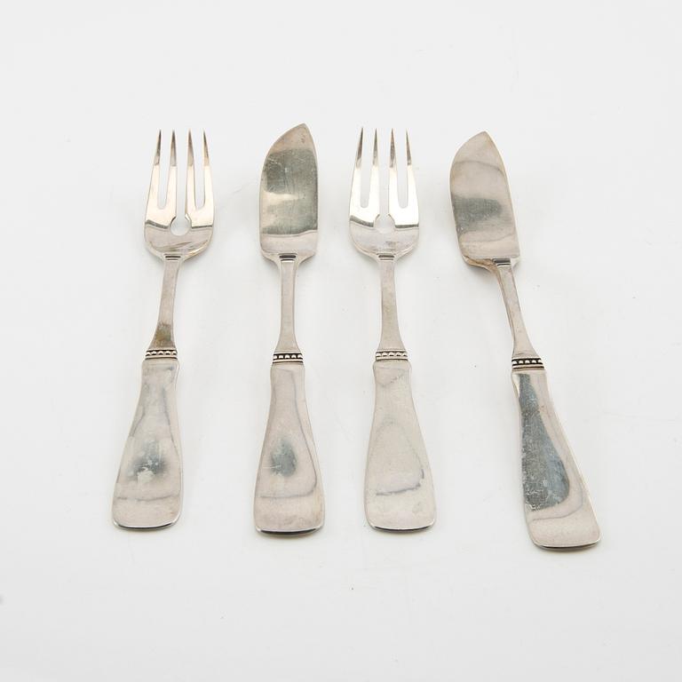 Eric Löfman, fish cutlery 12 dlr silver, model "Uppsala", MGAB Lidköping 1962-1964.