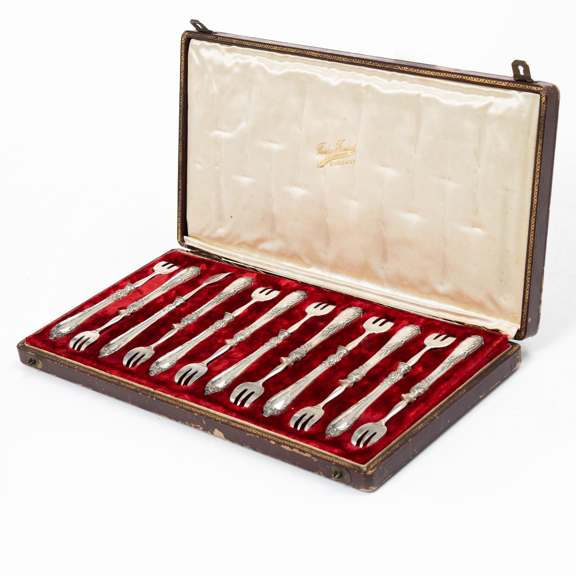 Alphonse Debain, ostrongafflar, 12 st, silver, Paris, Frankrike, 1883-1911.