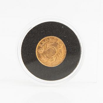 Guldmynt Sverige, Gustav V 5 kr, 1920.