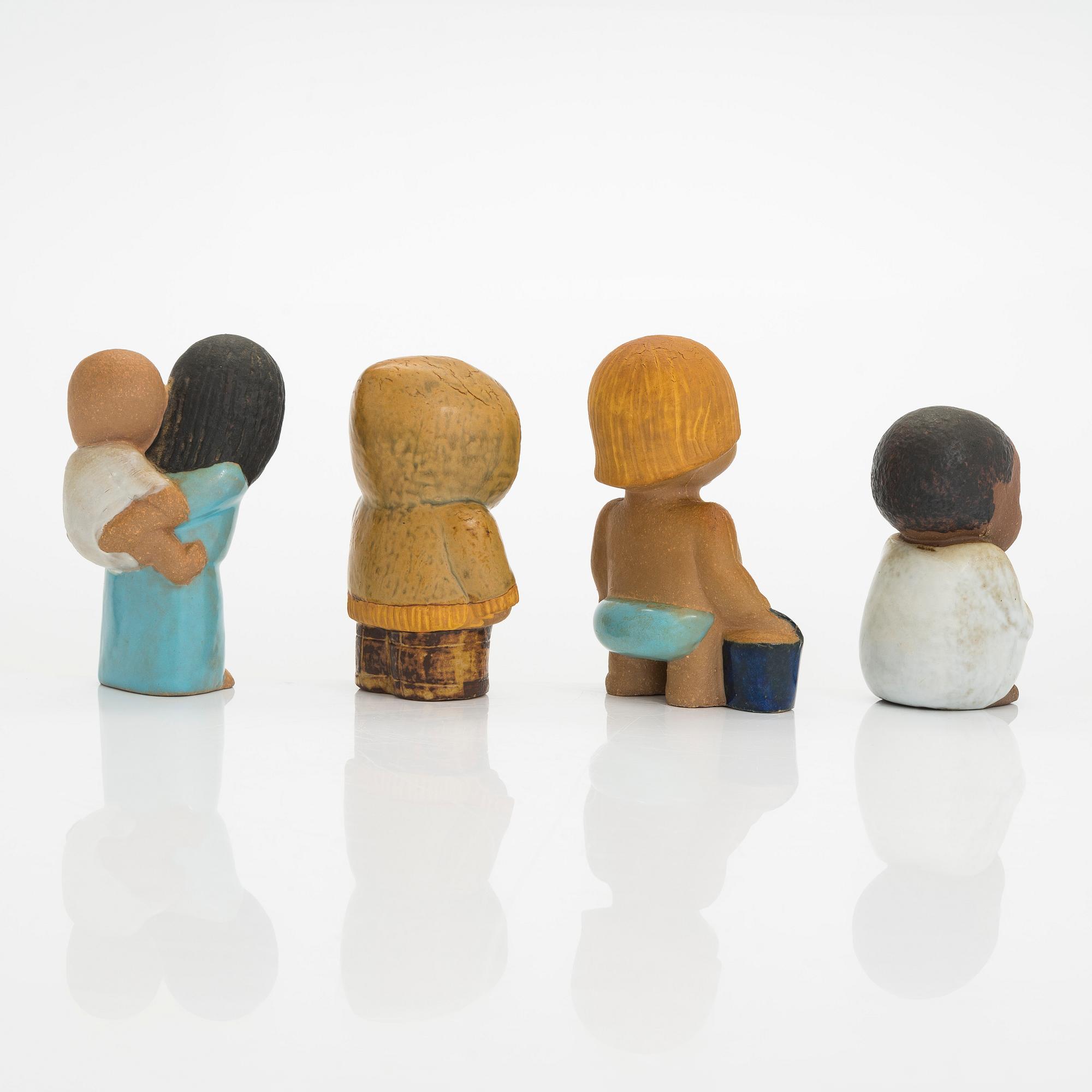 Lisa Larson, "Världens barn", four stoneware figurines for Gustavsberg.