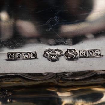 PARTI SILVER, 6 delar, bl.a. Hellströms Guldsmide, Stockholm. Vikt ca 647g.