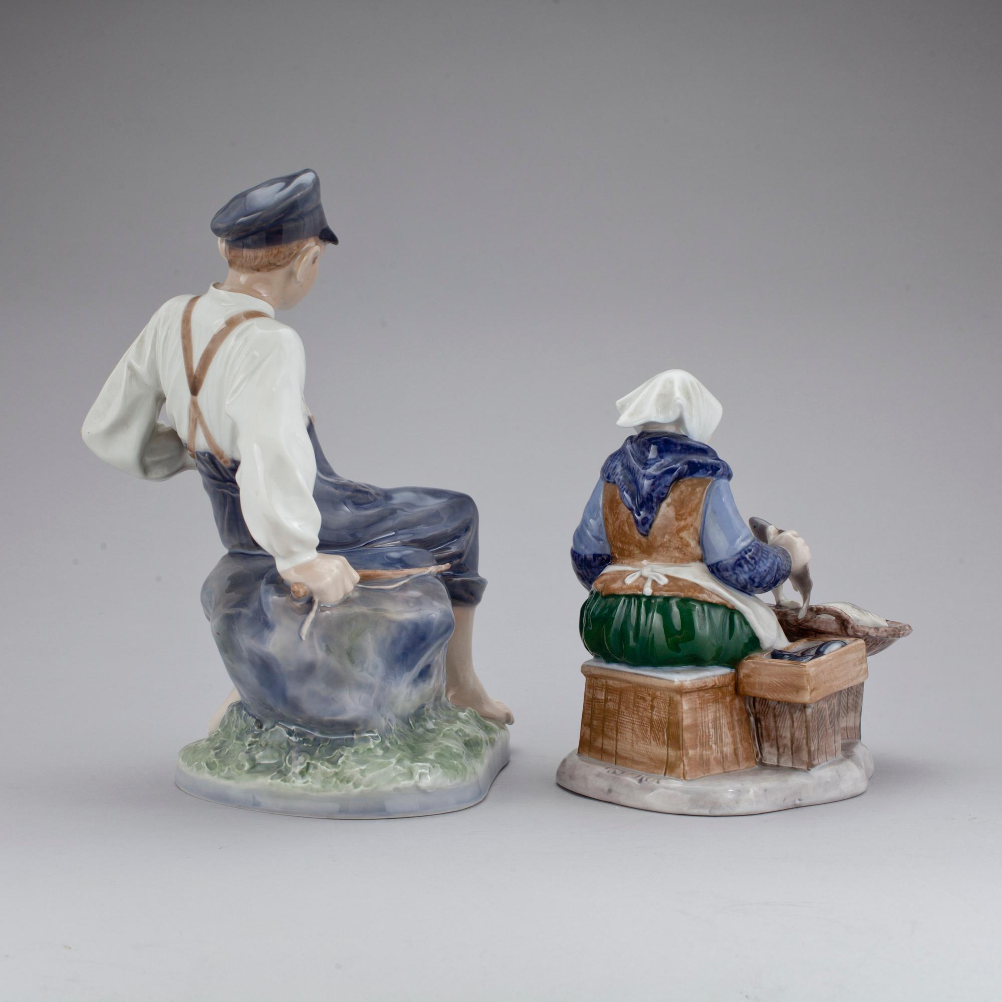 FIGURINER, 2 st, porslin, Royal Copenhagen samt Bing Gröndal.